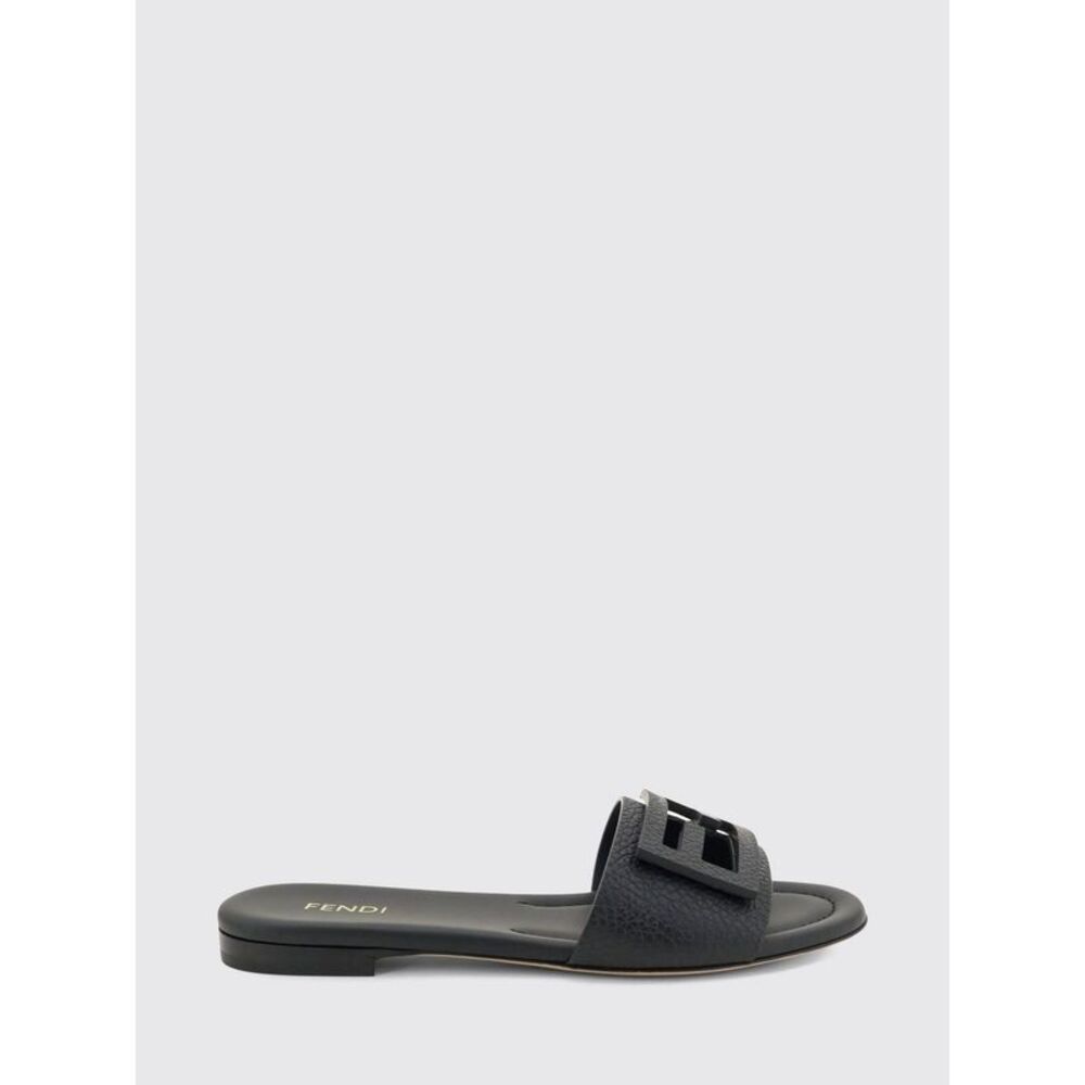 Fendi Women Fendi Baguette Ff Monogram Leather Mules With Low Heel
